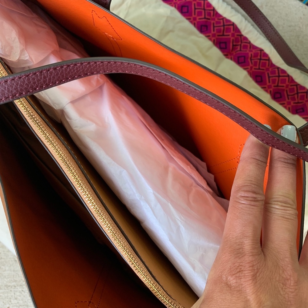 ⛔️SOLD⛔️Auth.TORY BURCH LEATHER TRI COLOR TOTE - Picture 14 of 16